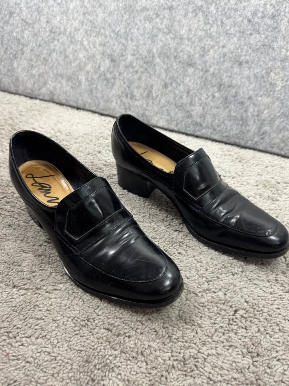 Lanvin Black Leather Loafers with Low Heel